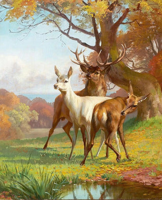 Adolf Mackeprang - Skovparti med kronvildt.webp