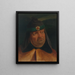 Study of a man's head with a decorative headband on a hood - Adolf Schrödter — framed artwork on a wall