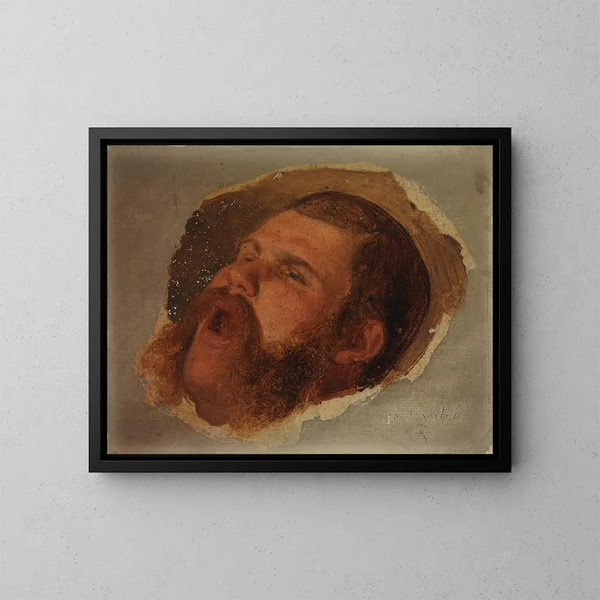 Studie eines Mannes im Profil - Adolf Schrödter — gerahmtes Bild an der Wand