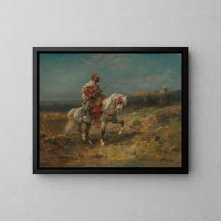 Adolf Schreyer - An Arab horseman on the lookout.webp