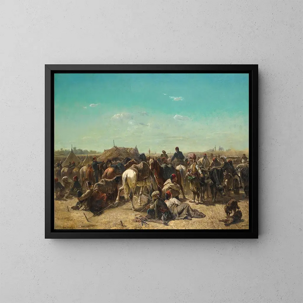 Ein osmanischer Lagerplatz - Adolf Schreyer — gerahmtes Bild an der Wand
