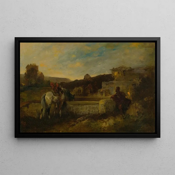 Adolf Schreyer - At The Watering Hole.webp