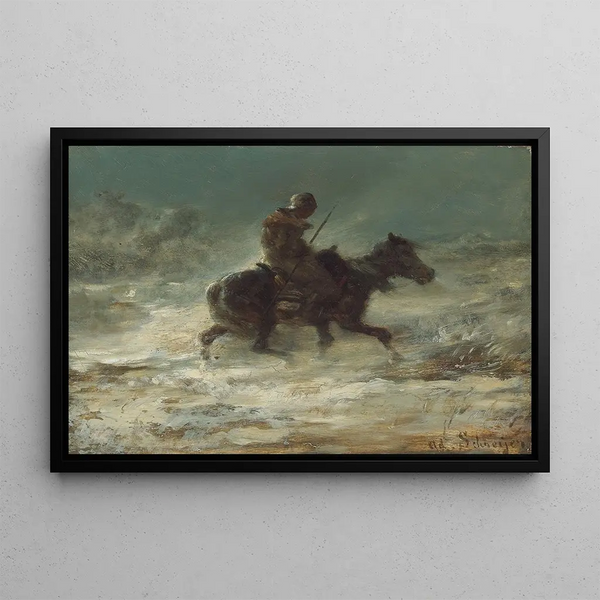 Adolf Schreyer - Man with Lance Riding through the Snow.webp
