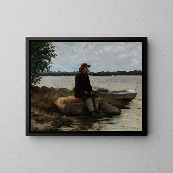 Ein Fischer - Adolf von Becker — gerahmtes Bild an der Wand