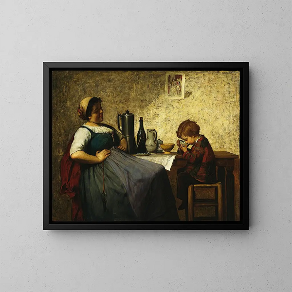 Freude der Mutterschaft - Adolf von Becker — gerahmtes Bild an der Wand