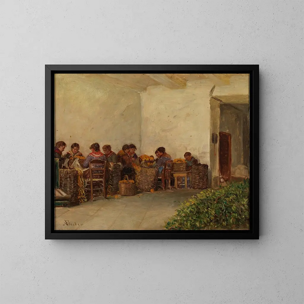 Die ländlichen Frauen - Adolf von Becker — gerahmtes Bild an der Wand