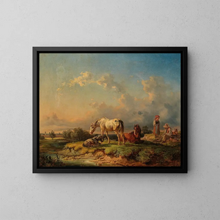 Adolf van der Venne - Horses Resting by a River.webp