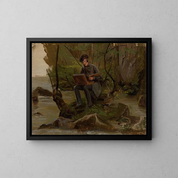 Un pittore alla sua tavolozza - Adolph Tidemand — quadro incorniciato alla parete