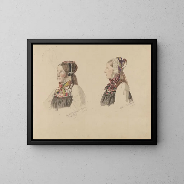 Aagot Knutsdatter Mykin und Astrid Knutsdatter Hell - Adolph Tidemand — gerahmtes Bild an der Wand