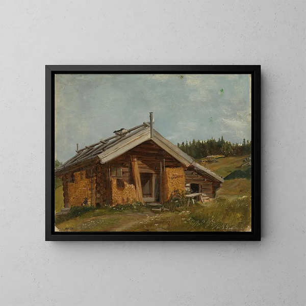 Ferme à Bolkesj - Adolph Tidemand — gerahmtes Bild an der Wand
