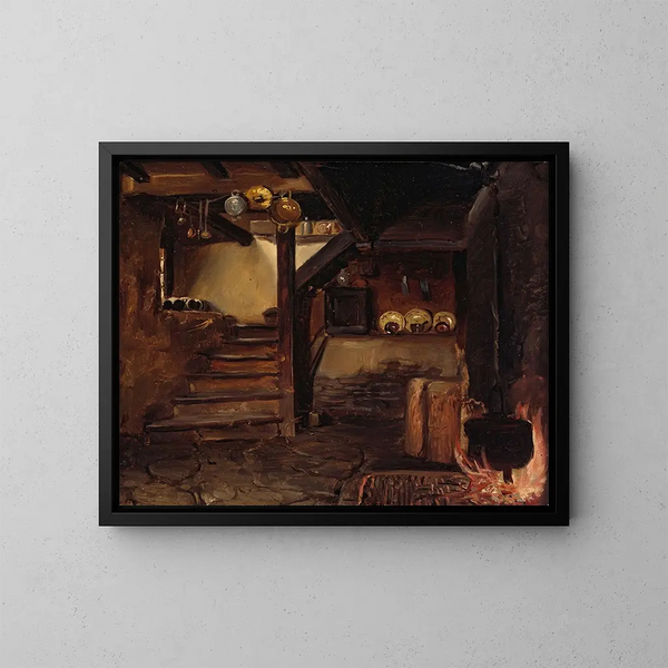 Deutsches Küchen-Gemälde - Adolph Tidemand — gerahmtes Bild an der Wand