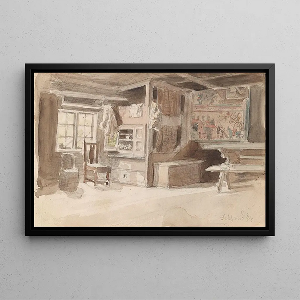 Innenansicht in Leksand - Adolph Tidemand — gerahmtes Bild an der Wand