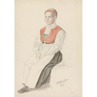 Adolph Tidemand - Jente i bunad Oline Bukken.webp