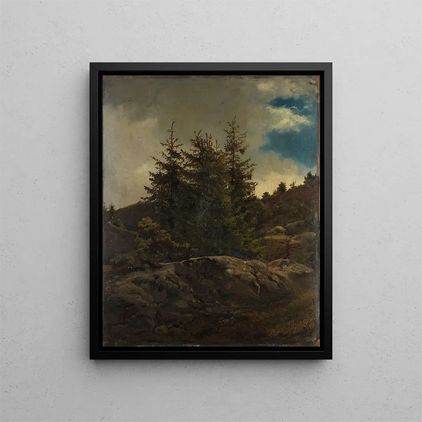 Paesaggio di Nes a Hallingdal - Adolph Tidemand — quadro incorniciato alla parete