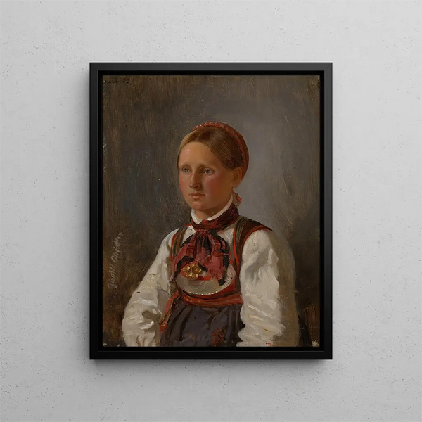 Ritratto di Gunild Olsdatter de Tinn - Adolph Tidemand — quadro incorniciato alla parete