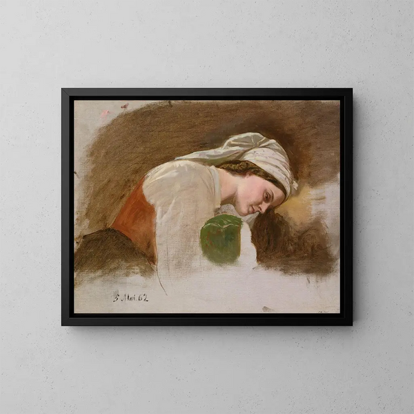 Studie für Nach dem Kampf - Adolph Tidemand — gerahmtes Bild an der Wand