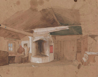 Adolph Tidemand - Stueinterir med sittende kvinne.webp