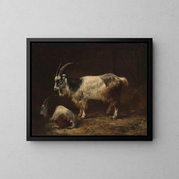 Zwei Ziegen - Adolph Tidemand — gerahmtes Bild an der Wand