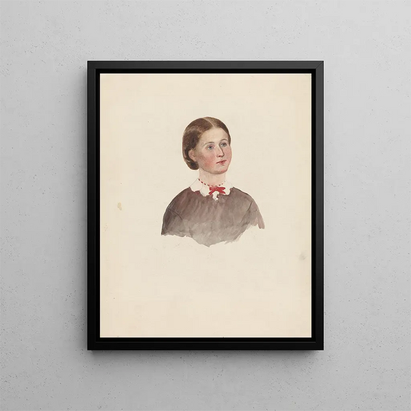 Junge Frau mit rotem Halsband - Adolph Tidemand — gerahmtes Bild an der Wand