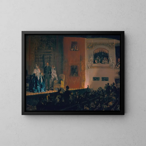 Das Theater des Gymnase - Adolph von Menzel — gerahmtes Bild an der Wand