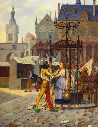 AdolpheAlexandre Lesrel - Flirtation In The Town Square.webp