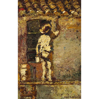 Adolphe Monticelli - A painter at work on a house wall.webp