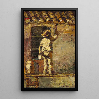 Adolphe Monticelli - A painter at work on a house wall.webp