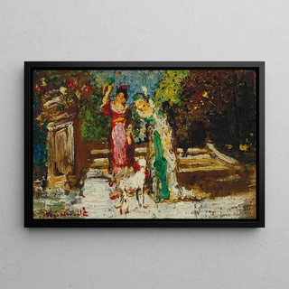 Adolphe Monticelli - Deux Femmes Et Chien.webp