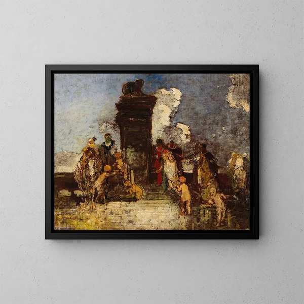 Fête champêtre, la Fontaine de Jouvence - Adolphe Monticelli — gerahmtes Bild an der Wand