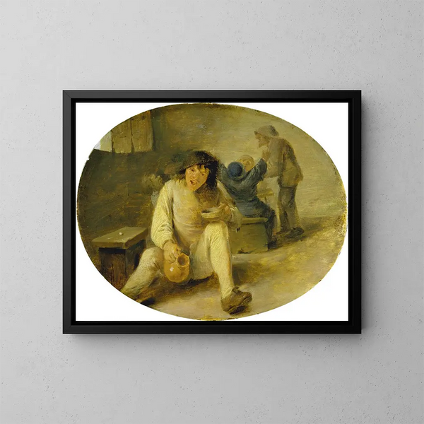 Landarbeiter betrunken - Adriaen Brouwer — gerahmtes Bild an der Wand