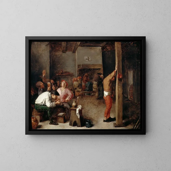 Innenansicht einer Taverne - Adriaen Brouwer — gerahmtes Bild an der Wand