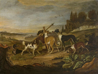 Adriaen Cornelisz Beeldemaker - Gundogs against landscape.webp