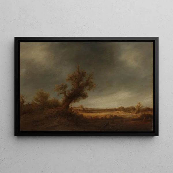 Paesaggio con una Vecchia Quercia - Adriaen van Ostade — quadro incorniciato alla parete