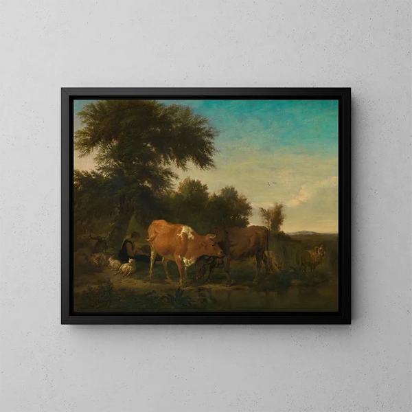 Landschaft - Adriaen van de Velde — gerahmtes Bild an der Wand