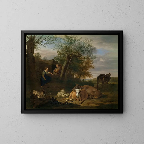 Der Flötenspieler - Adriaen van de Velde — gerahmtes Bild an der Wand