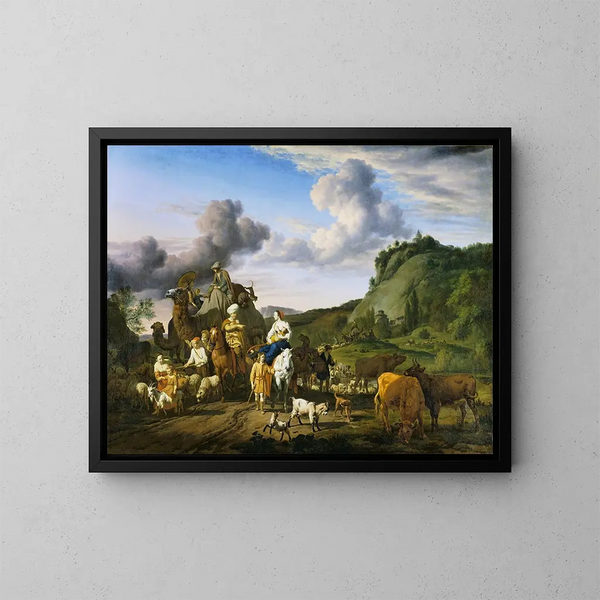 Die Migration Jakobs - Adriaen van de Velde — gerahmtes Bild an der Wand
