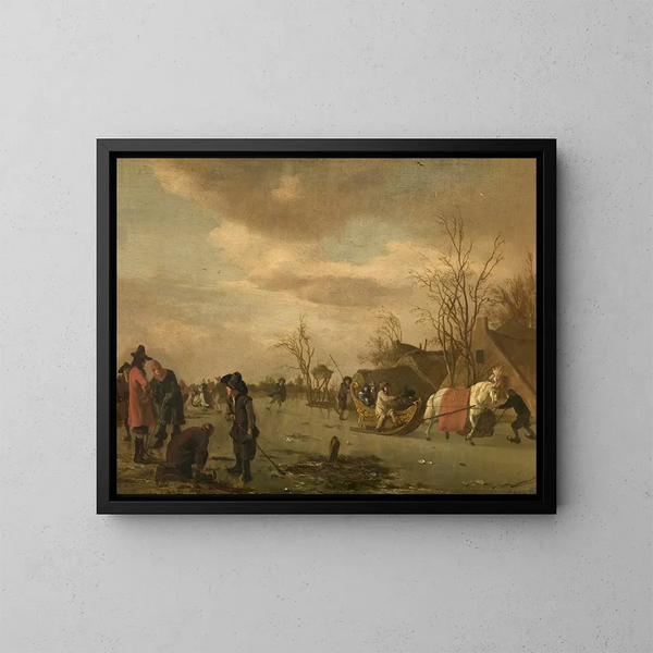 Winterfreuden - Adriaen van de Velde — gerahmtes Bild an der Wand