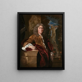 Adriaen van der Werff - Portrait dun gentilhomme accoud un pidestal devant un parc.webp