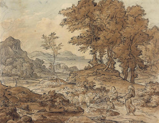 Adrian Ludwig Richter - Italienische Landschaft mit Schafherden.webp