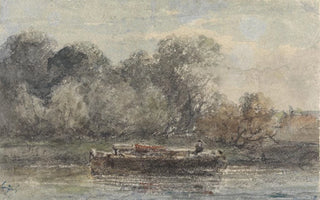 Adrianus Eversen - Boot met gestreken mast aan wal liggend.webp