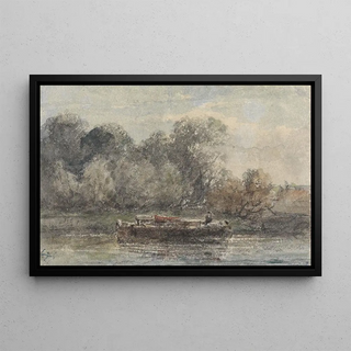 Adrianus Eversen - Boot met gestreken mast aan wal liggend.webp