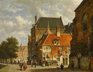 Adrianus Eversen - Figures on a Sunlit Street.webp