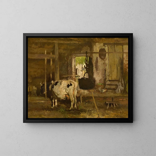 Innenansicht der Stallung - Adrien Joseph Heymans — gerahmtes Bild an der Wand