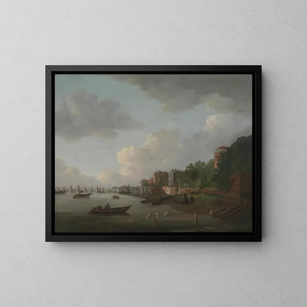 Eine imaginäre Ansicht der Westminster-Brücke - Adrien Leprieur — gerahmtes Bild an der Wand