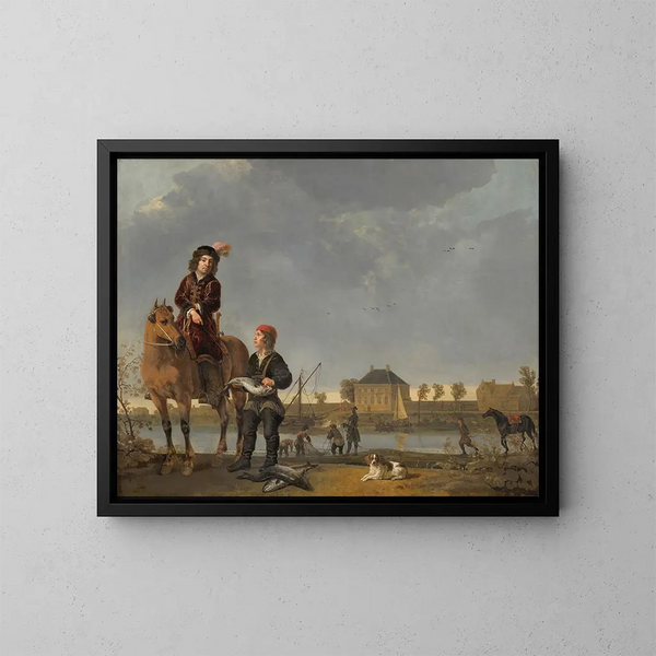 Ritratto equestre di Pieter de Roovere - Aelbert Cuyp — quadro incorniciato alla parete