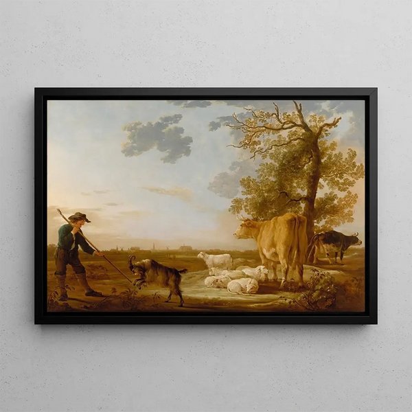 Landschaft mit Vieh - Aelbert Cuyp — gerahmtes Bild an der Wand