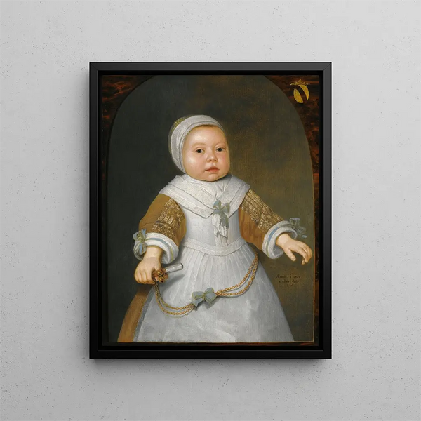 Ritratto di una bambina di un anno della famiglia Van Der Burch - Aelbert Cuyp — quadro incorniciato alla parete