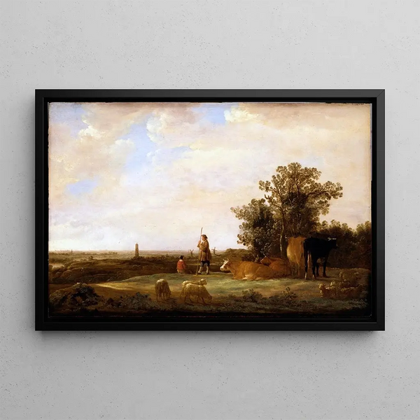 Vista su una pianura - Aelbert Cuyp — quadro incorniciato alla parete