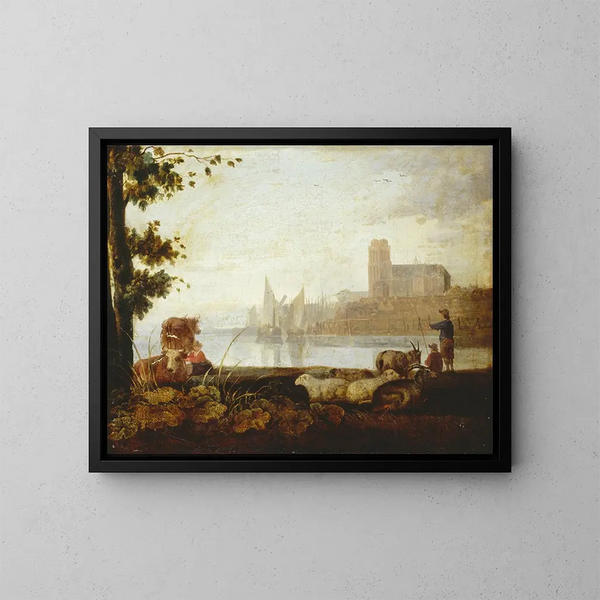 Vista sul Mosa - Aelbert Cuyp — quadro incorniciato alla parete