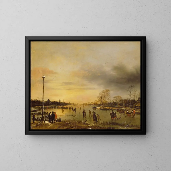 Eine Eisszene - Aert van der Neer — gerahmtes Bild an der Wand